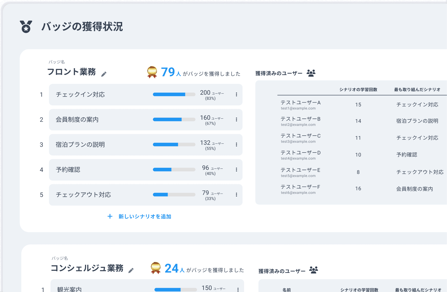 バッジ画面のスクリーンショット